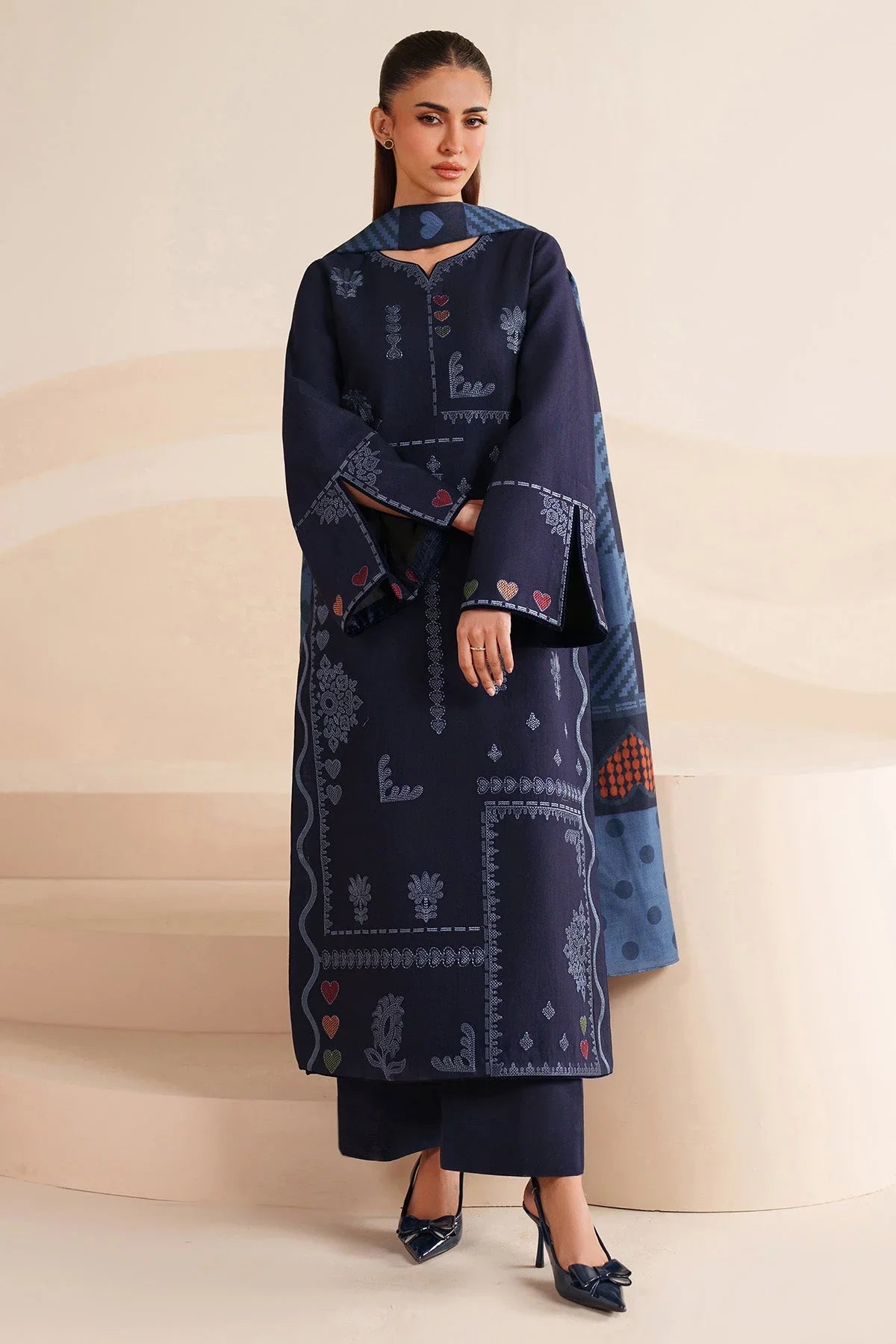 Jazmin - Unstitched Embroidered Dhanak – 3 PC