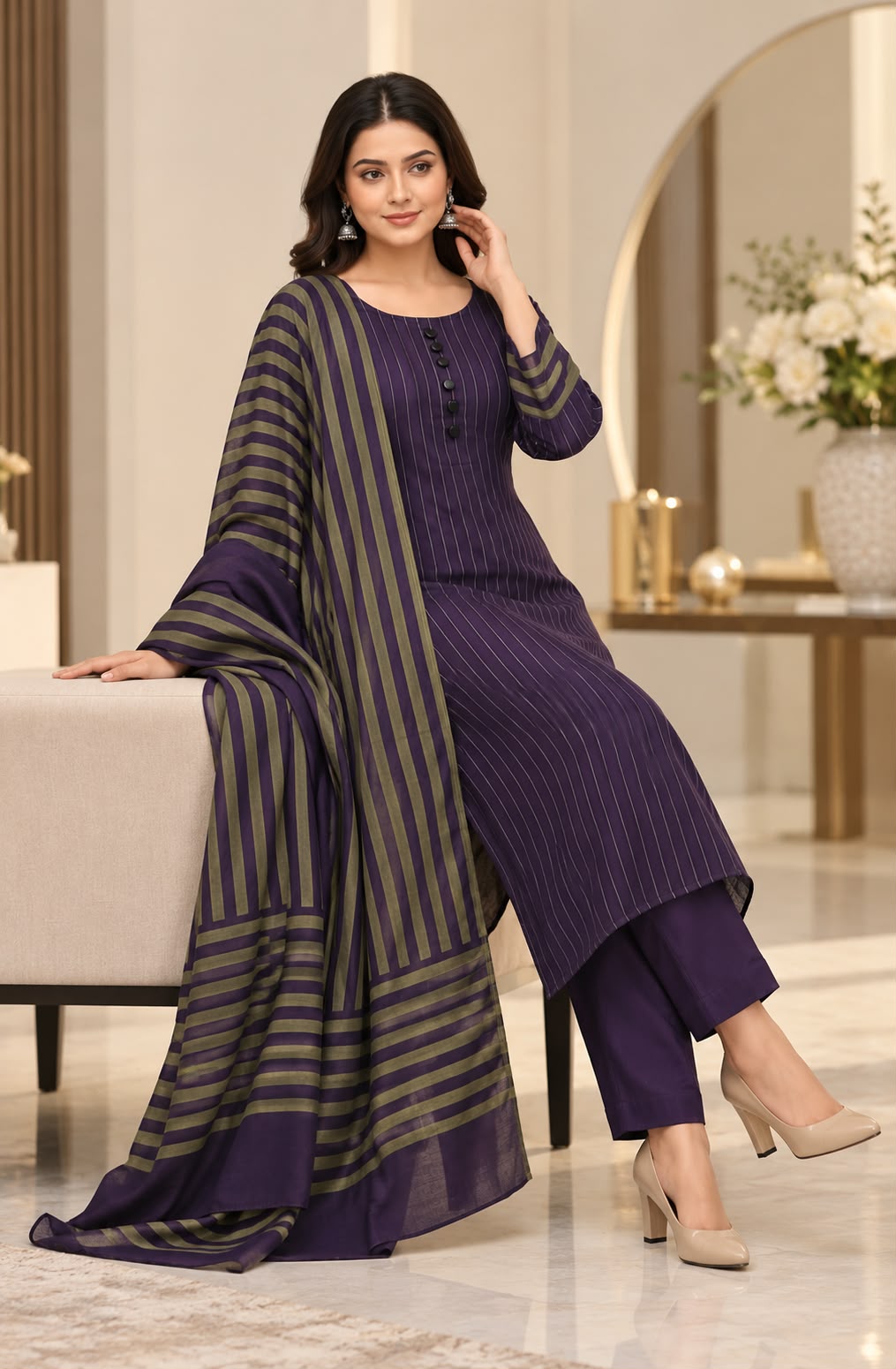 Unstitched Multani Self Lining Khaddar – 3 PC