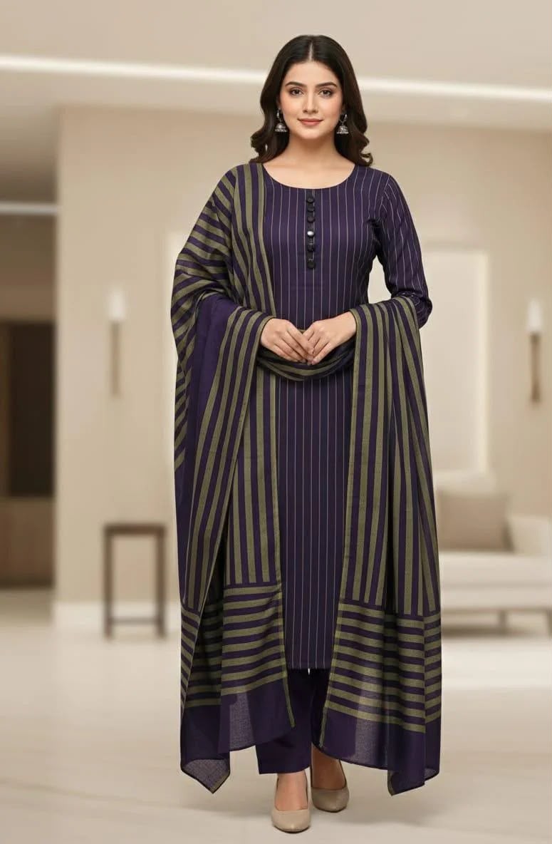 Unstitched Multani Self Lining Khaddar – 3 PC