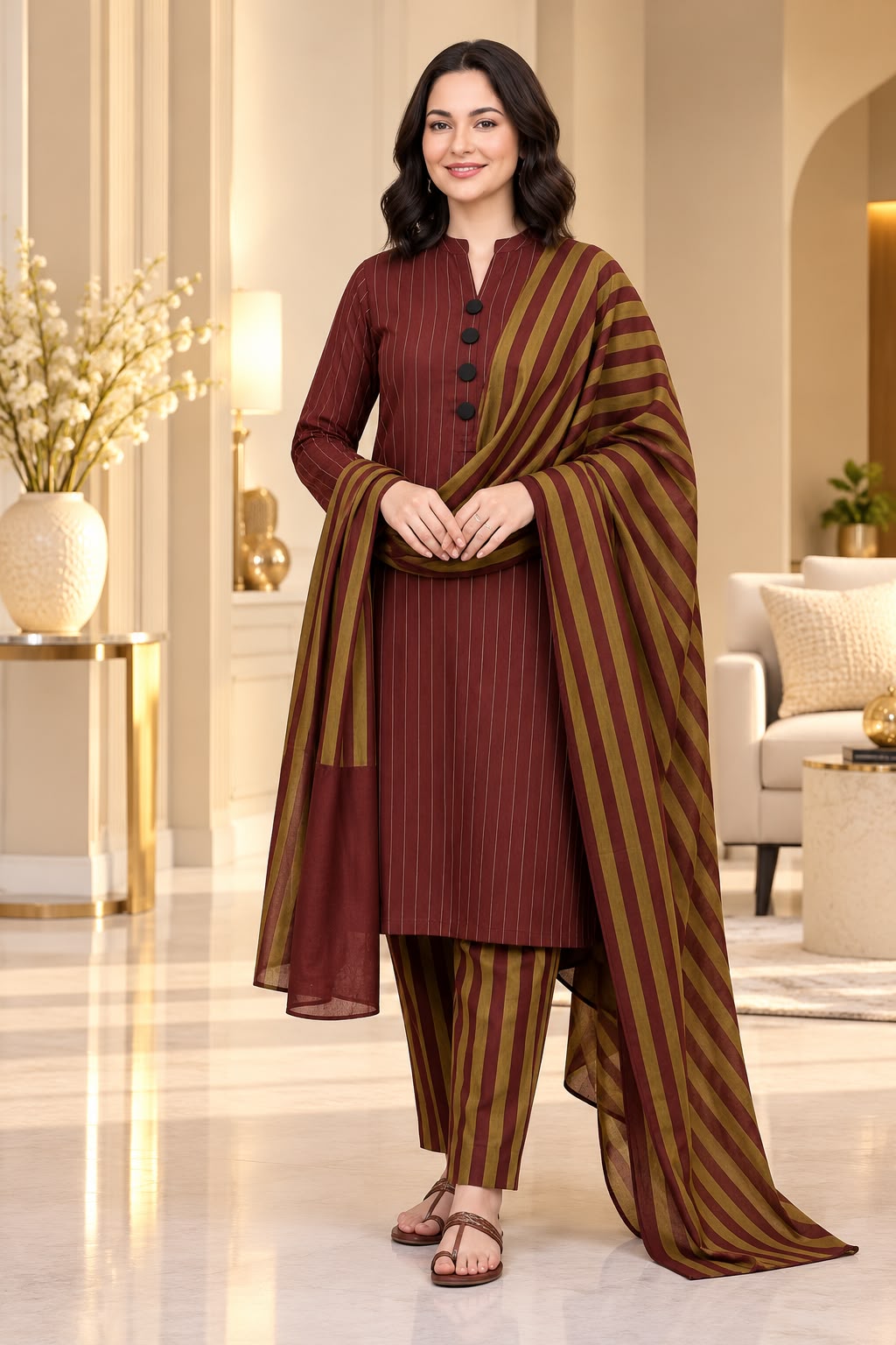 Unstitched Multani Self Lining Khaddar – 3 PC