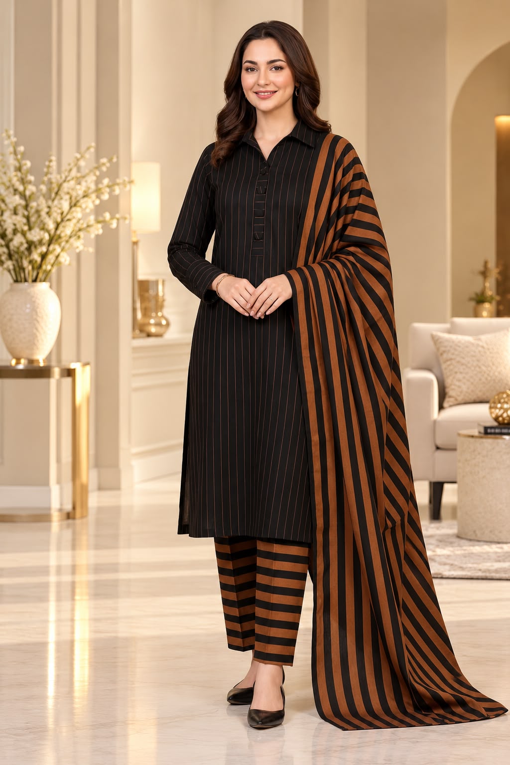 Unstitched Multani Self Lining Khaddar – 3 PC