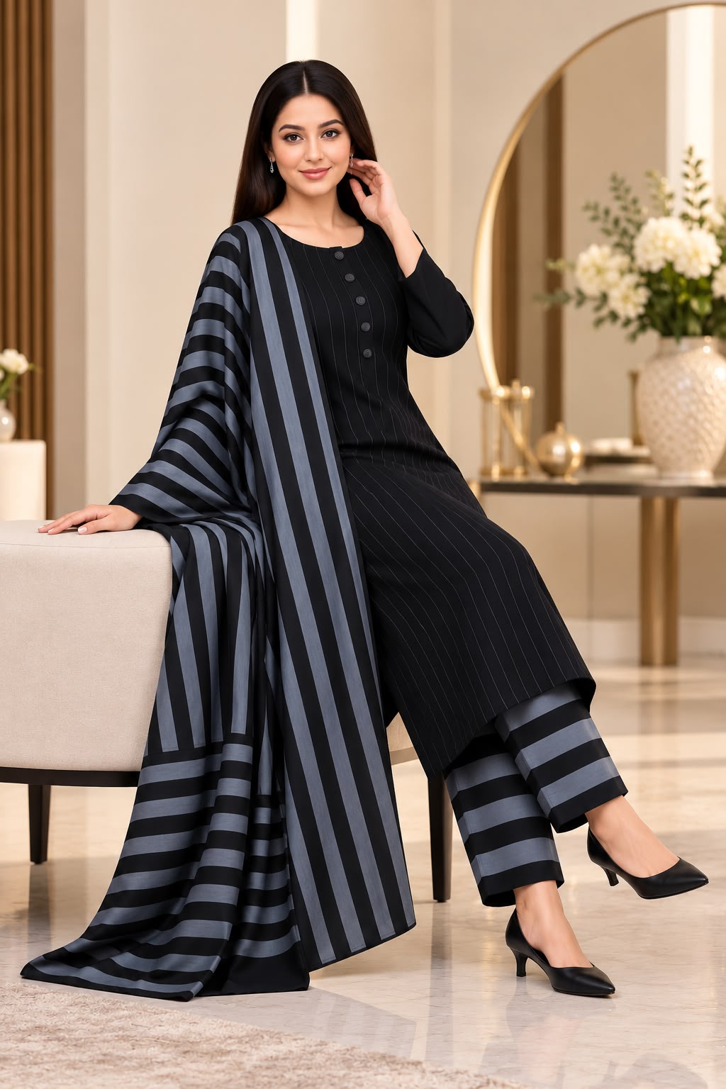 Unstitched Multani Self Lining Khaddar – 3 PC