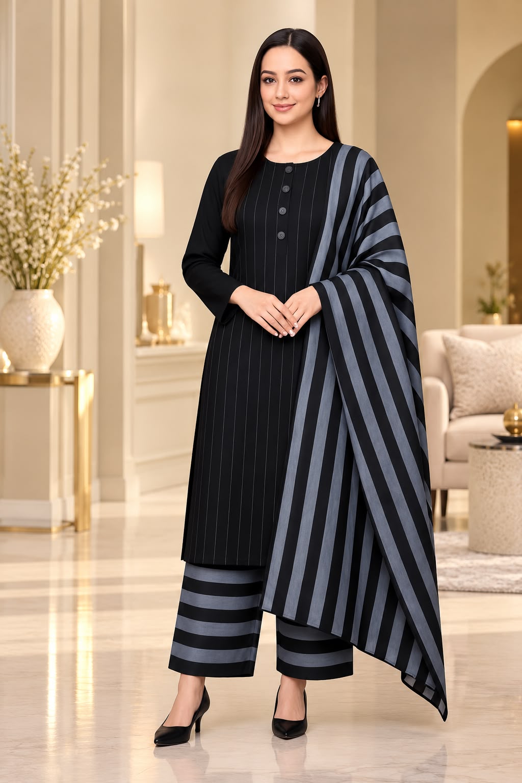 Unstitched Multani Self Lining Khaddar – 3 PC