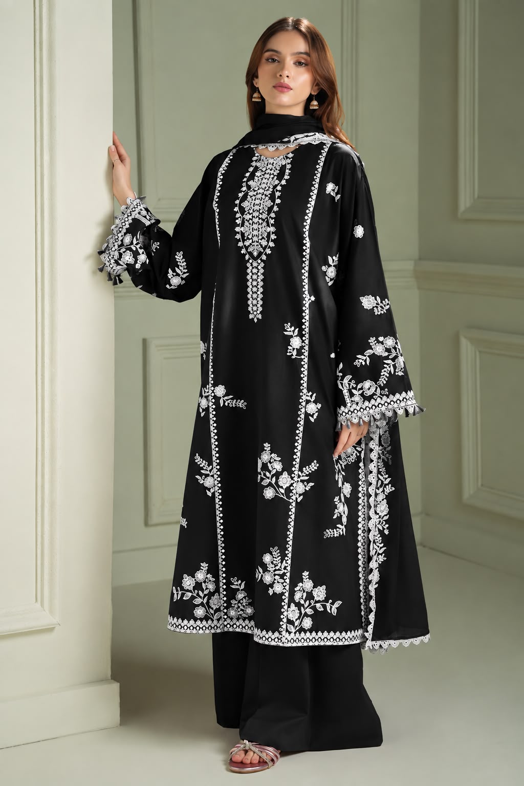 Cross Stitch - Unstitched Embroidered Dhanak – 3 PC