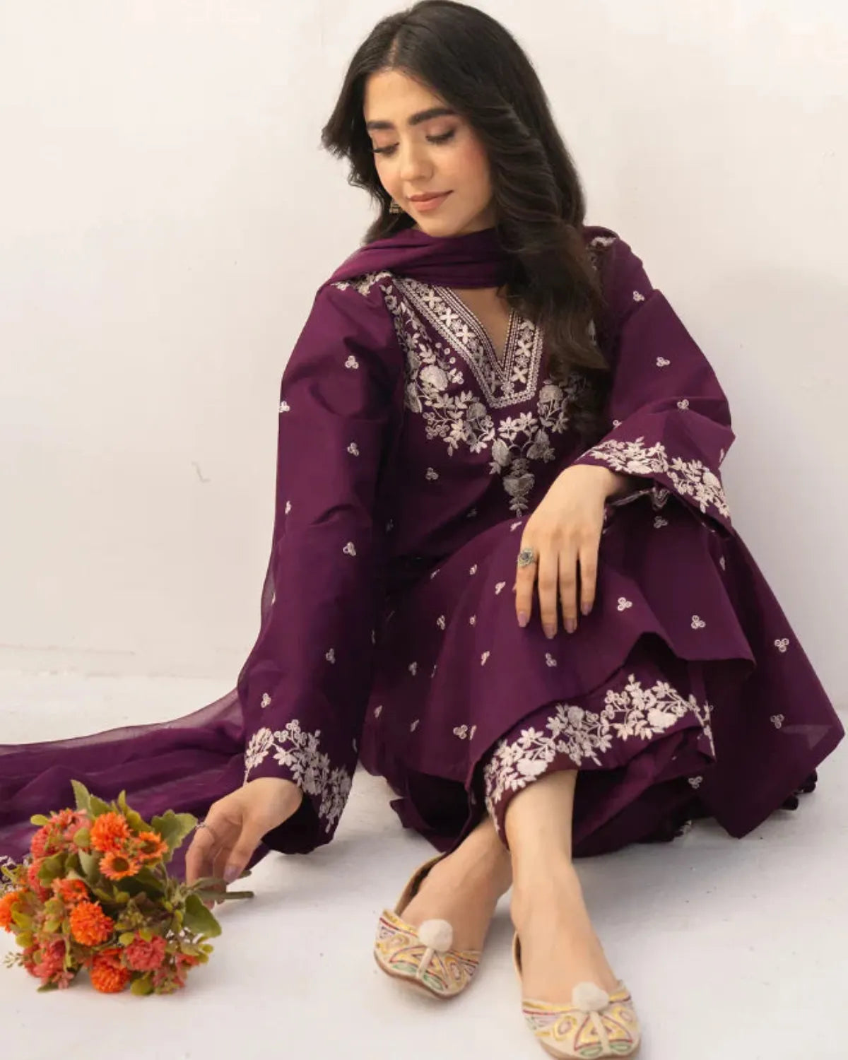 Laam - Unstitched Embroidered Dhanak – 3 PC