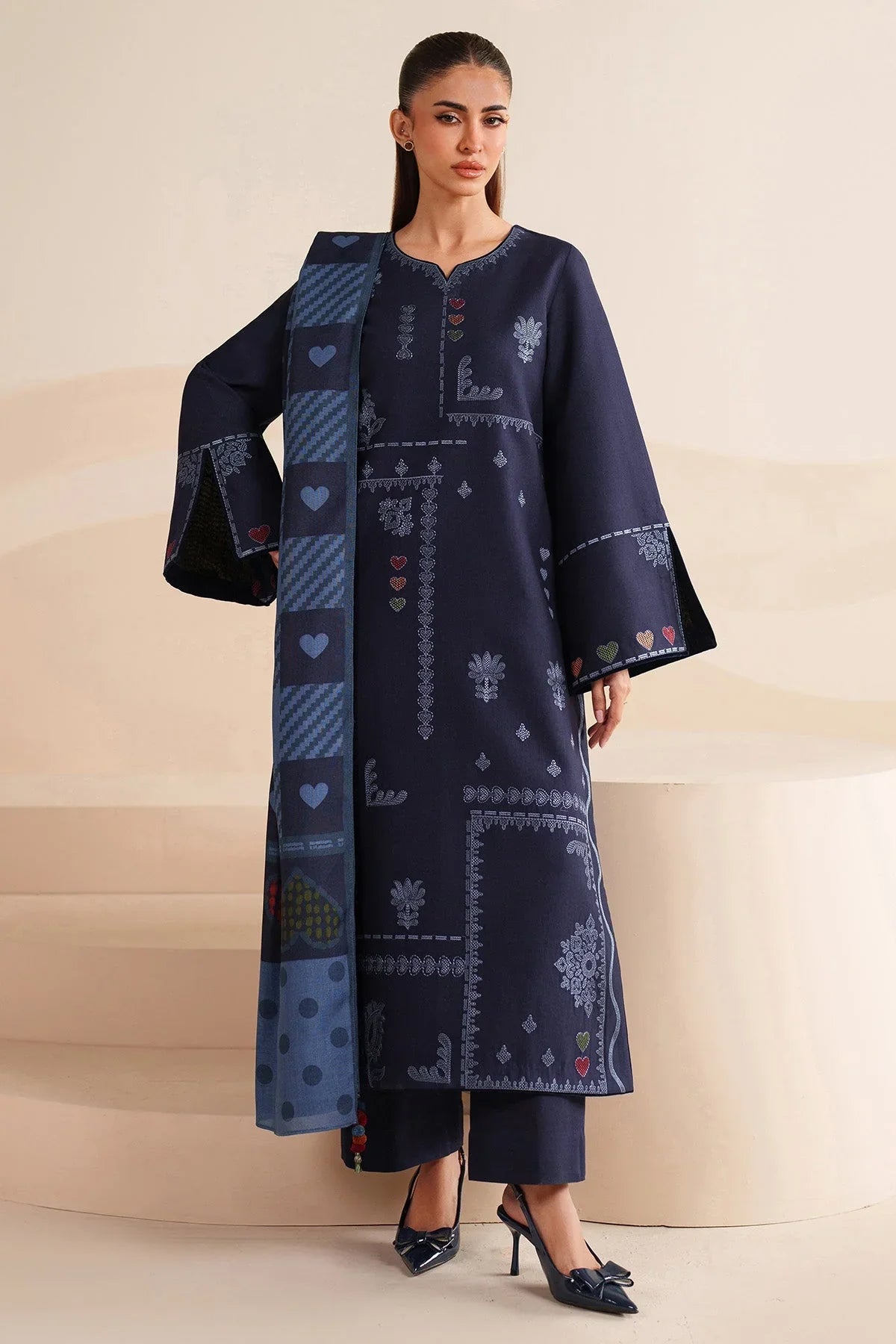Jazmin - Unstitched Embroidered Dhanak – 3 PC