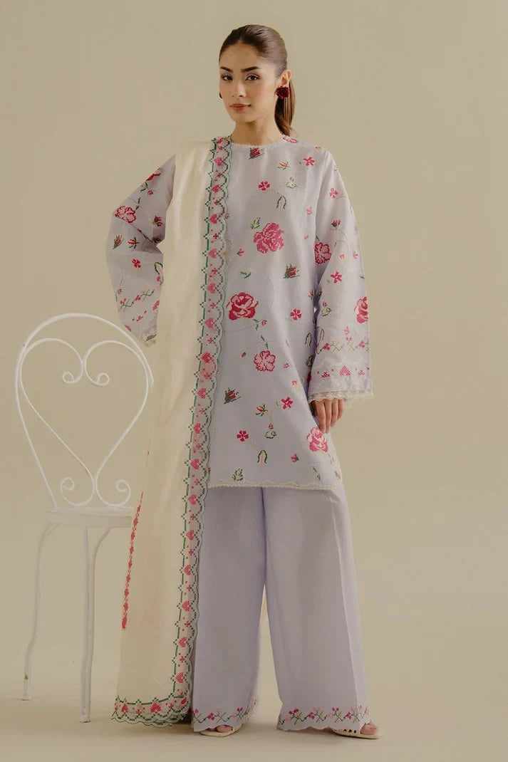 Coco by Zara - Unstitched Embroidered Dhanak – 3 PC