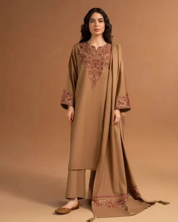 Zullbery - Unstitched Embroidered Dhanak – 3 PC
