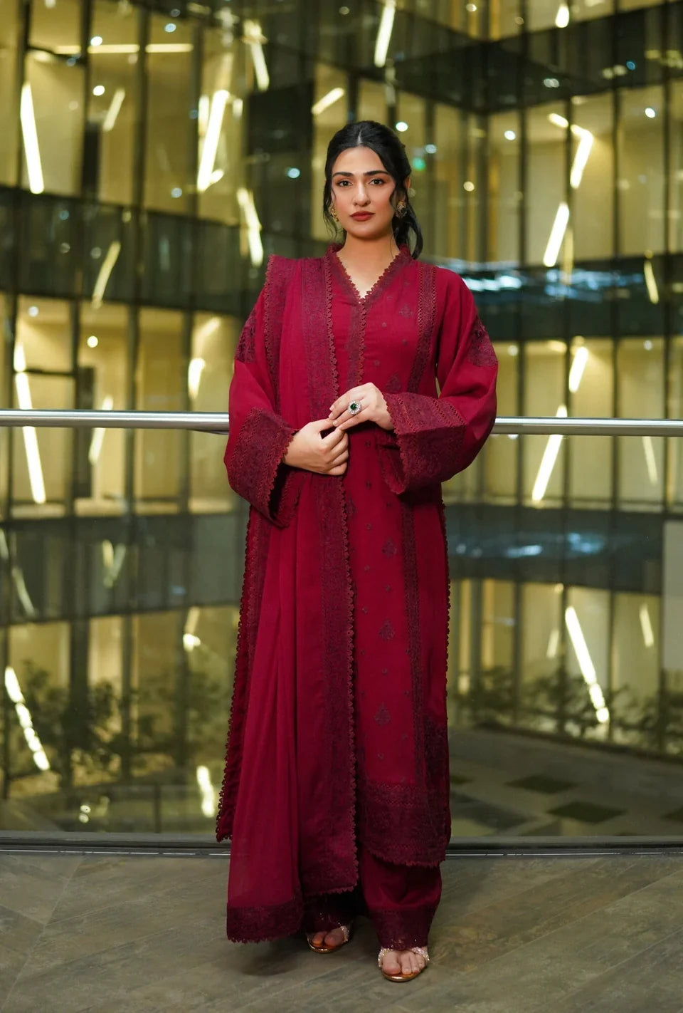 Sara Kahn - Unstitched Embroidered Dhanak – 3 PC