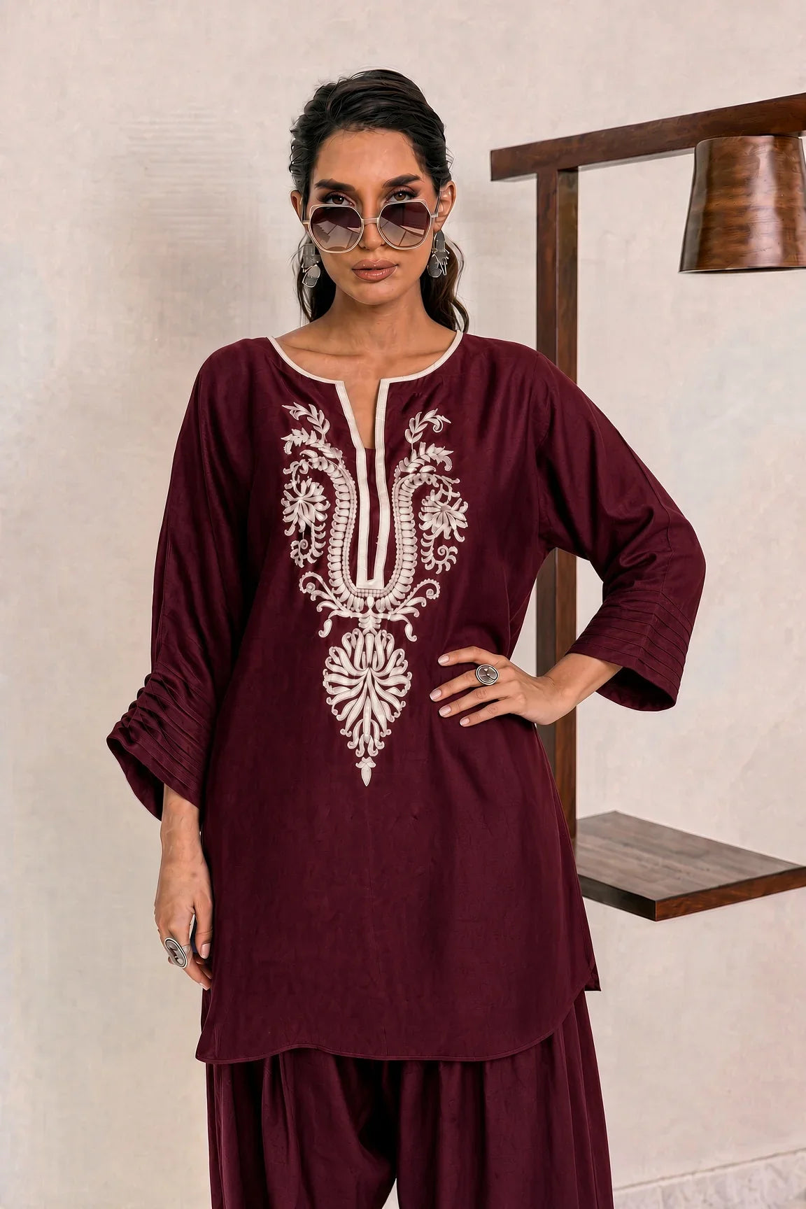 Deepak Perwani - Unstitched Embroidered Dhanak – 2 PC