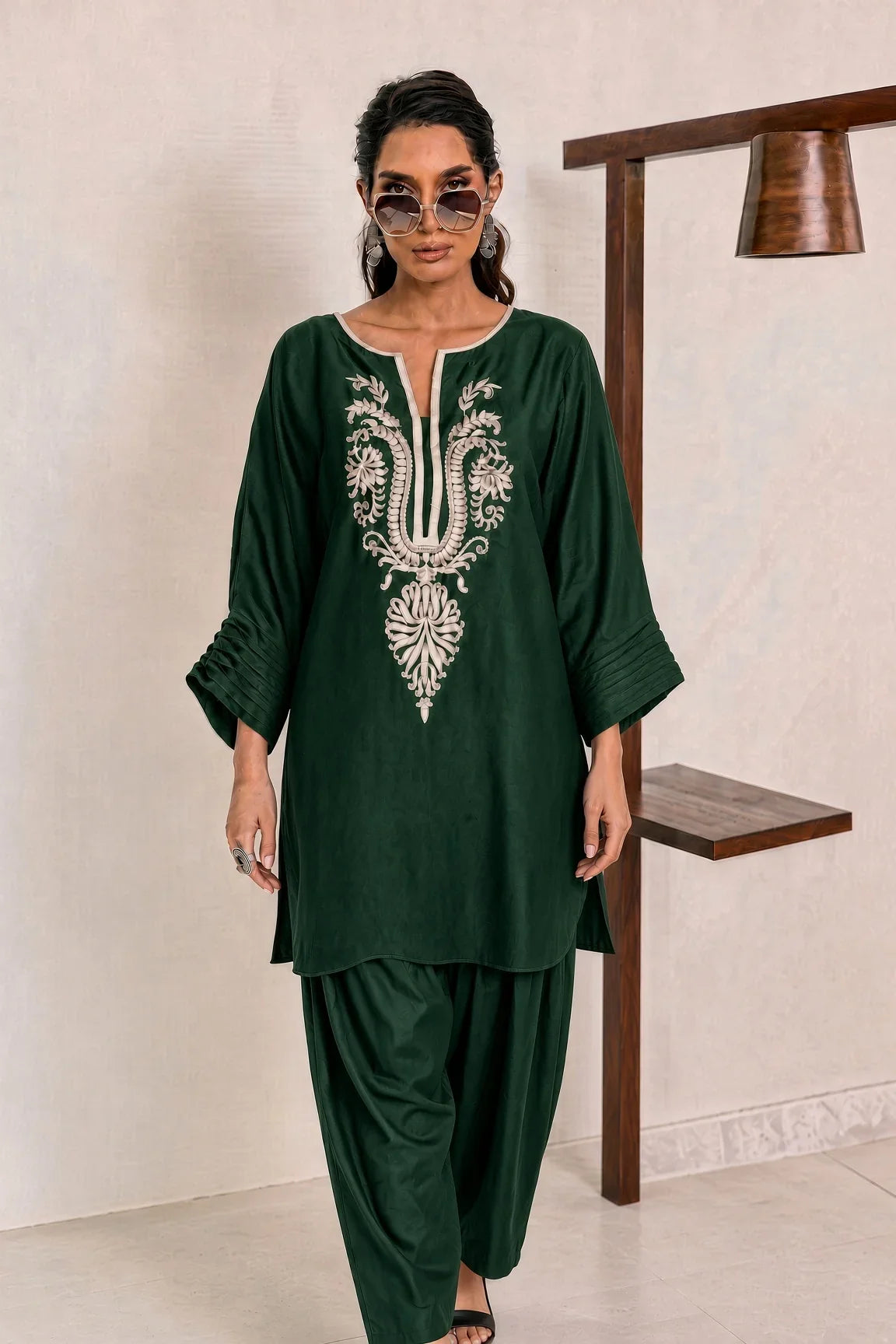 Deepak Perwani - Unstitched Embroidered Dhanak – 2 PC