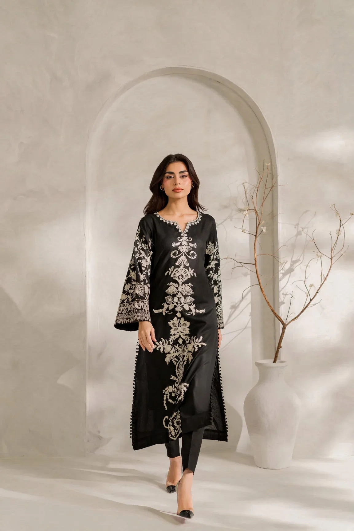 Elnaz - Unstitched Embroidered Dhanak – 2 PC