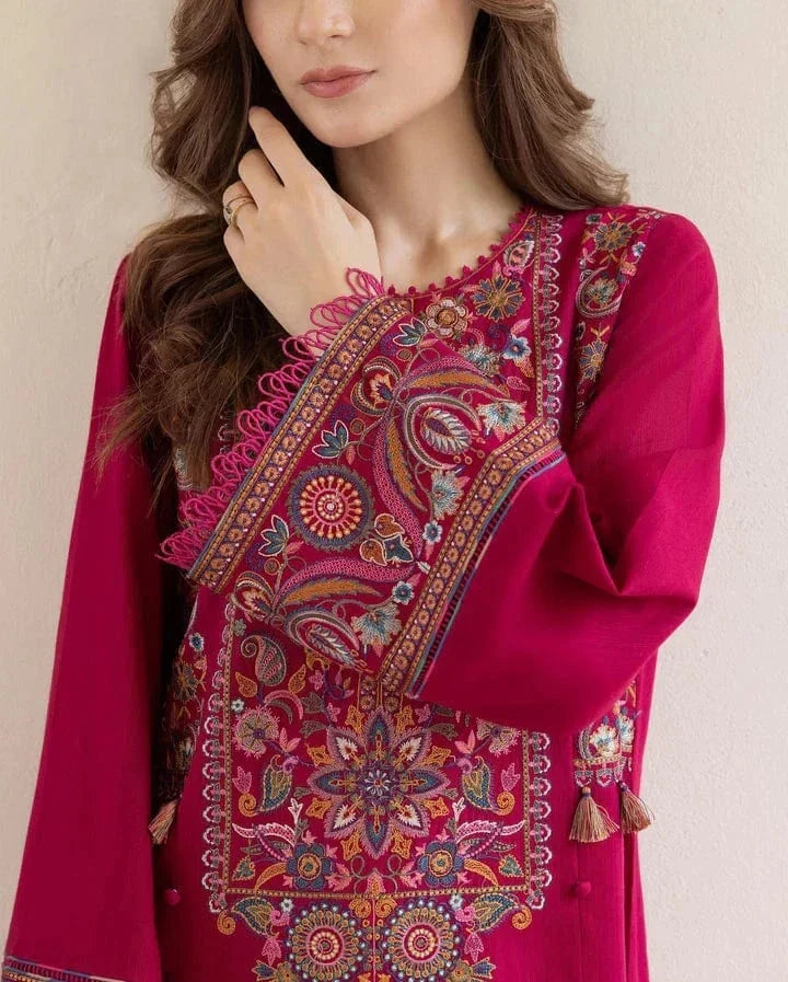Zareen - Unstitched Embroidered Dhanak – 2 PC