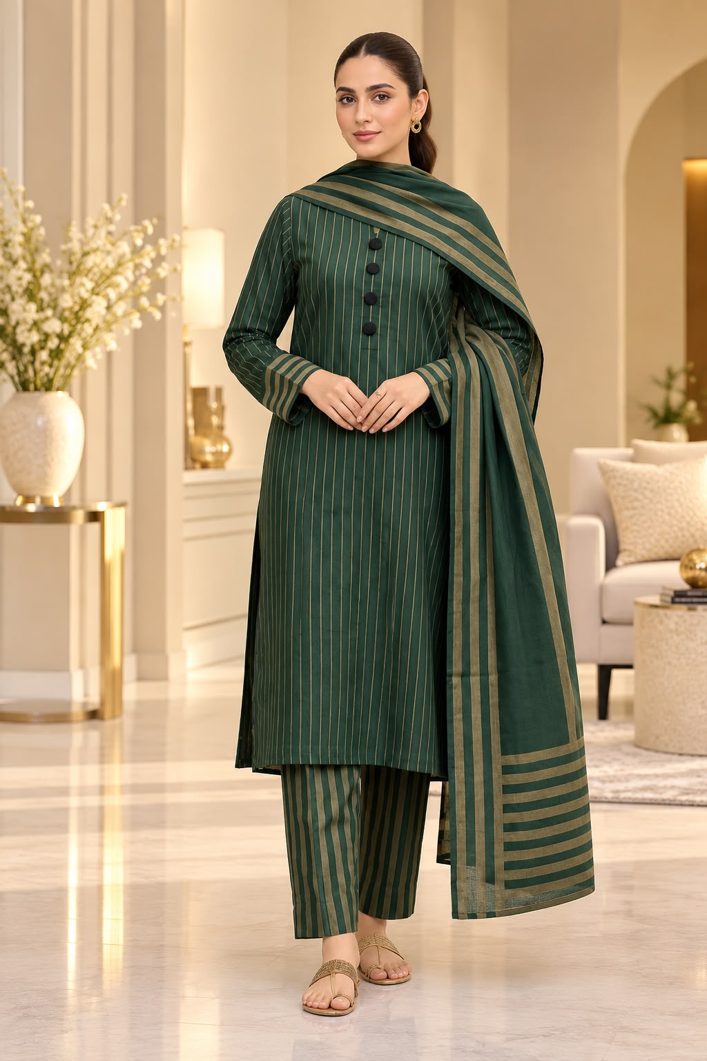 Unstitched Multani Self Lining Khaddar – 3 PC