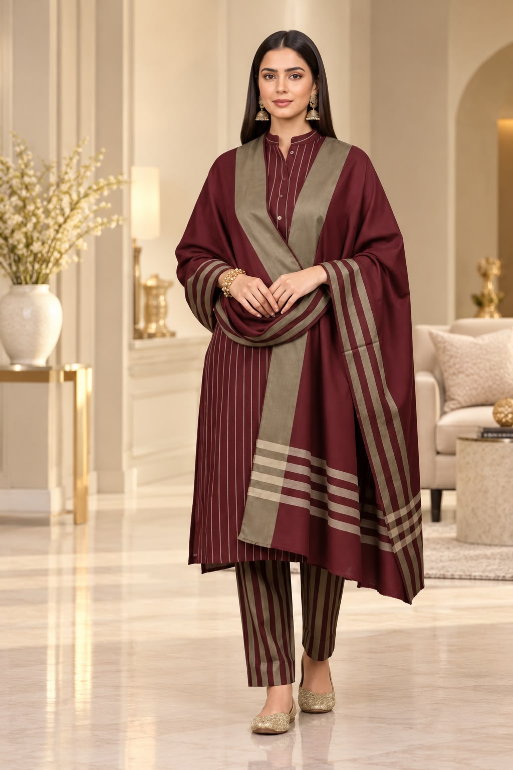 Unstitched Multani Self Lining Khaddar – 3 PC