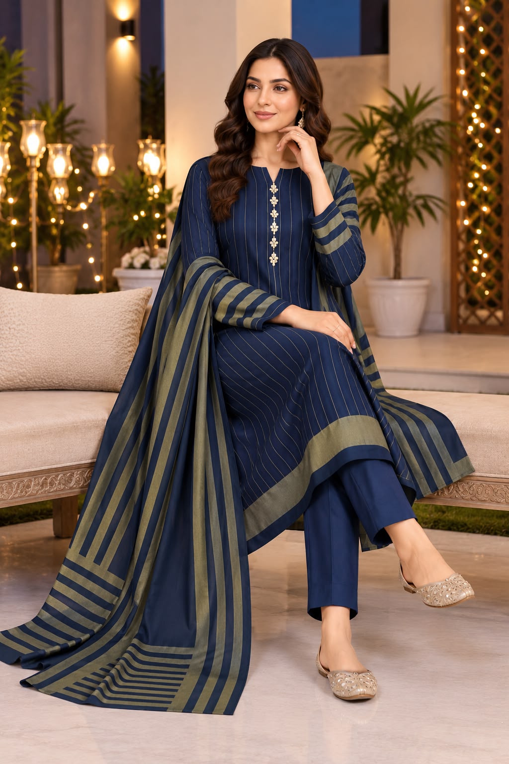Unstitched Multani Self Lining Khaddar – 3 PC