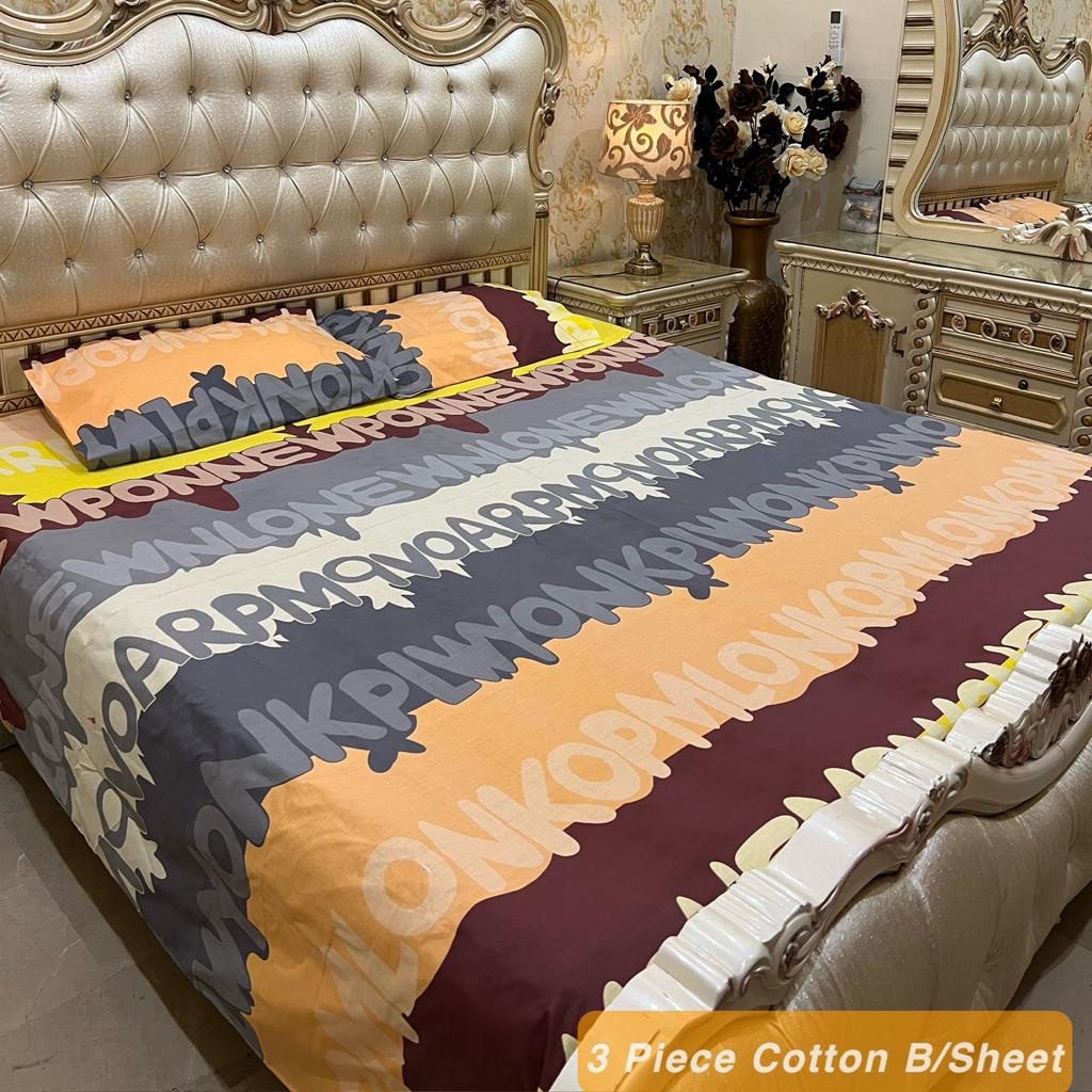 Cotton 3 Piece King Size Double Bedsheet