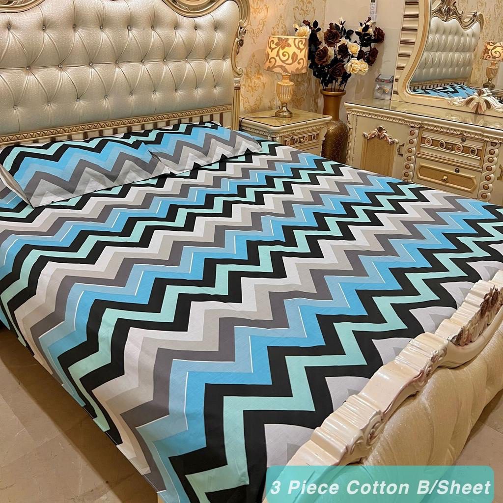 Cotton 3 Piece King Size Double Bedsheet