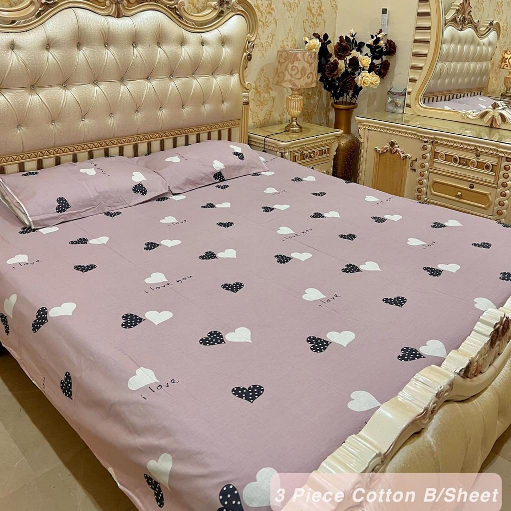 Cotton 3 Piece King Size Double Bedsheet
