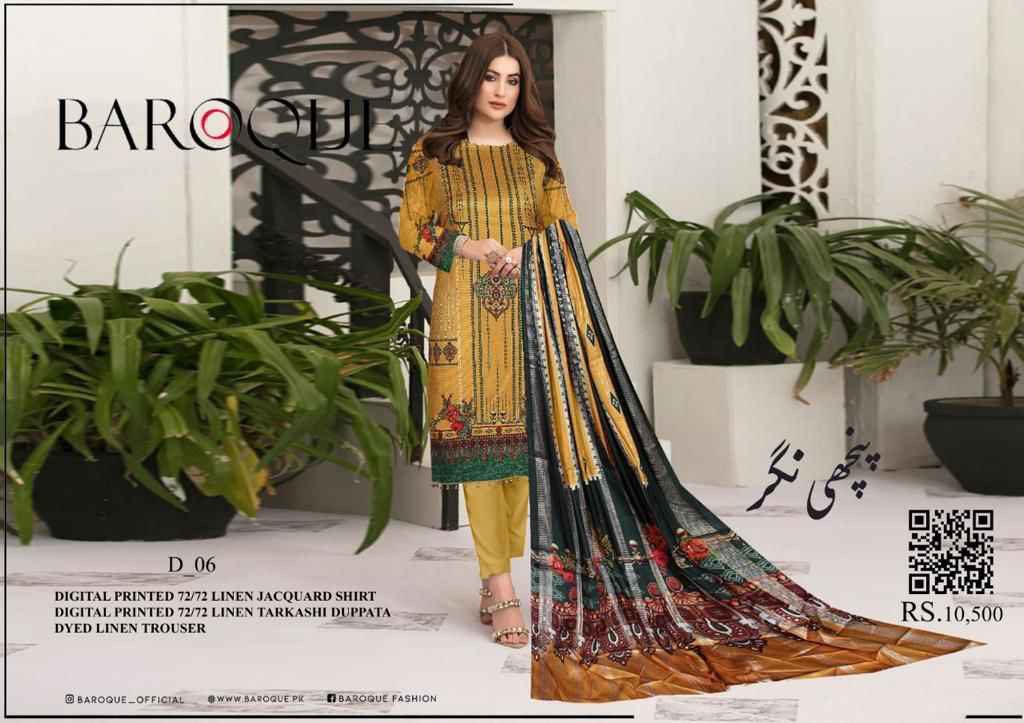 UNSTITCHED BAROQUE JACQUARD LINEN 3PC