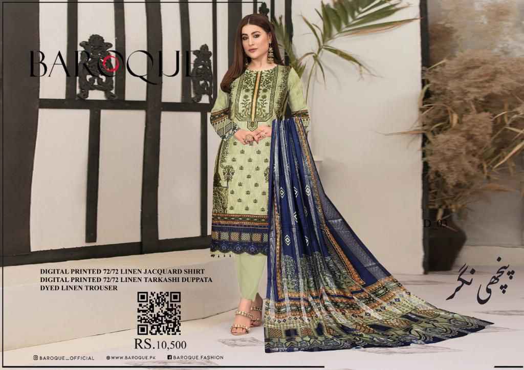 UNSTITCHED BAROQUE JACQUARD LINEN 3PC