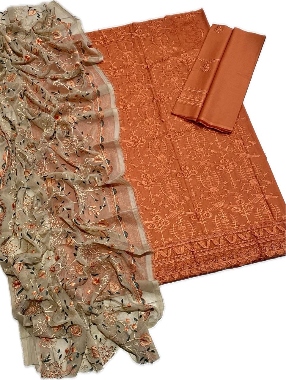 Baroque Unstitched Embroidered Lawn 3PC - Image 2