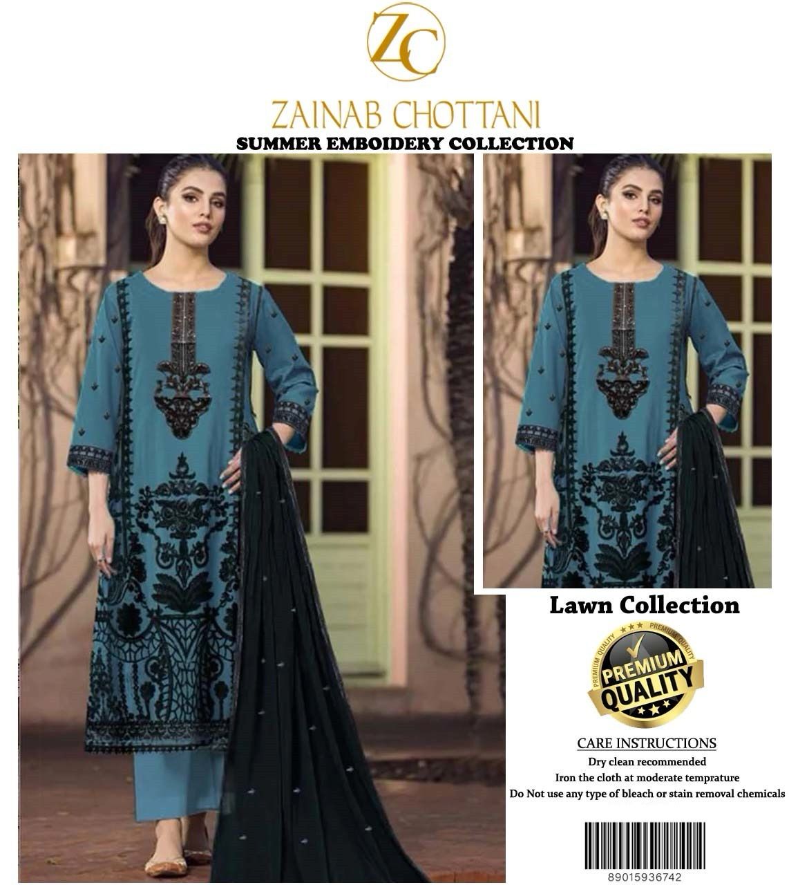 Zainab Chottani Unstitched Embroidered Lawn 3PC