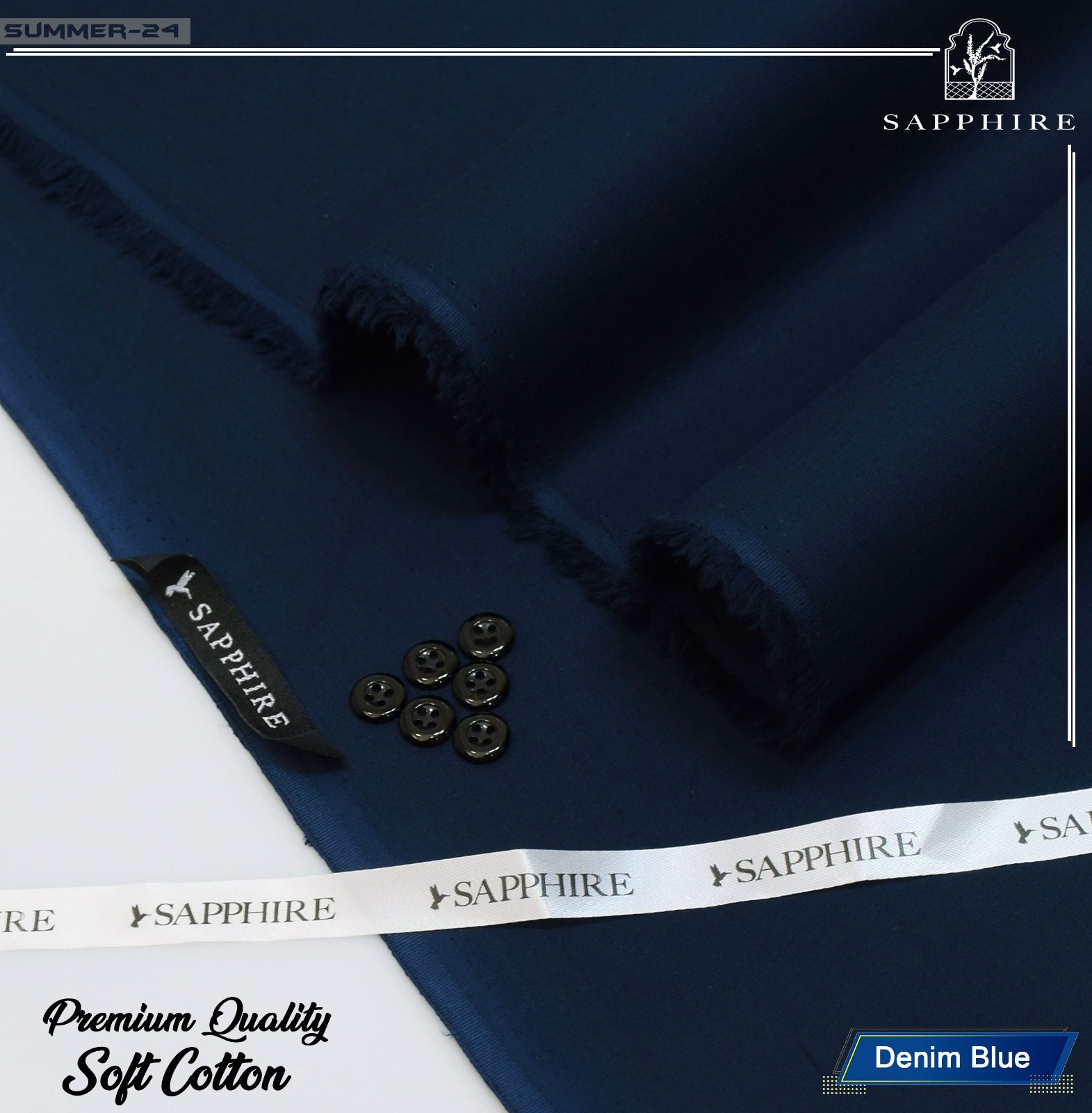 sapphire soft cotton denim blue