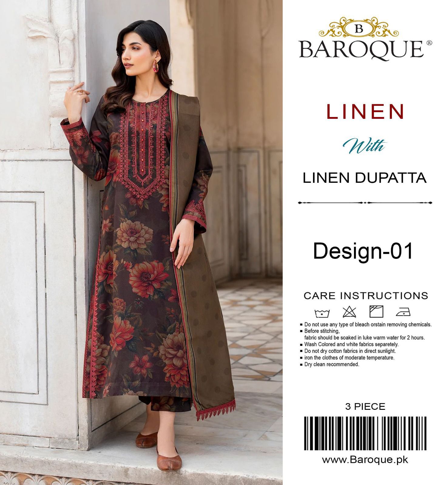 Baroque Digital Printed Linen-3PC