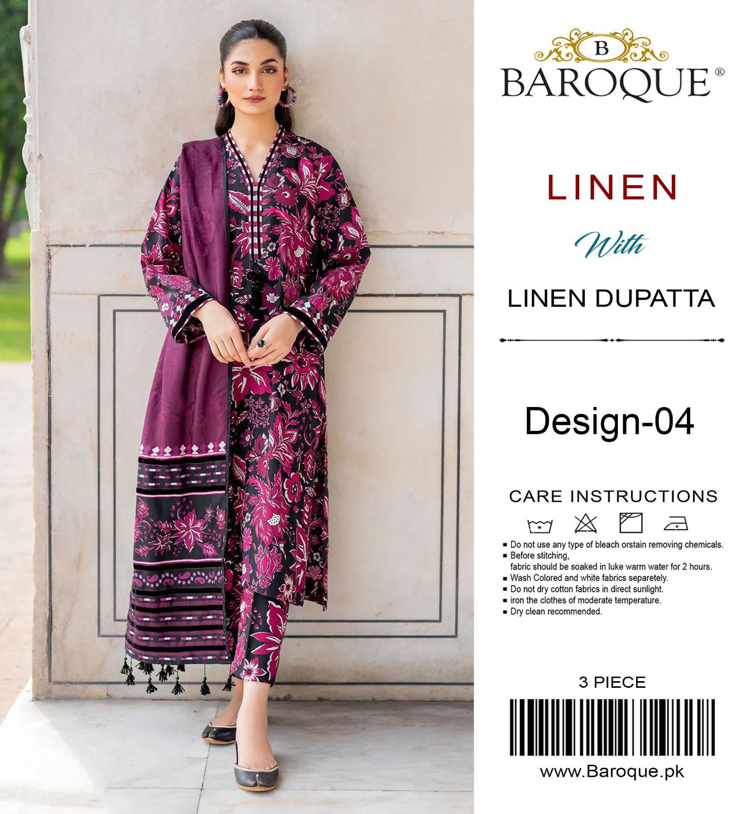 Baroque Digital Printed Linen-3PC