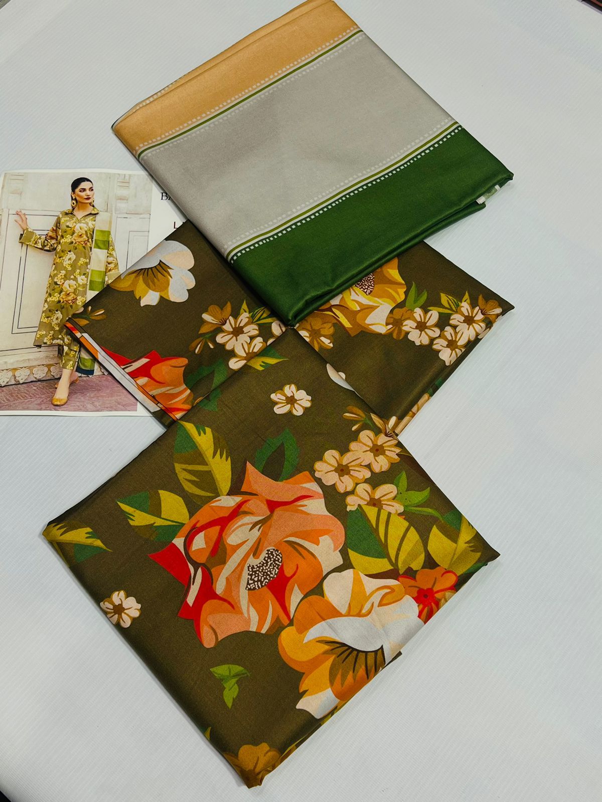 Baroque Digital Printed Linen-3PC - Image 2