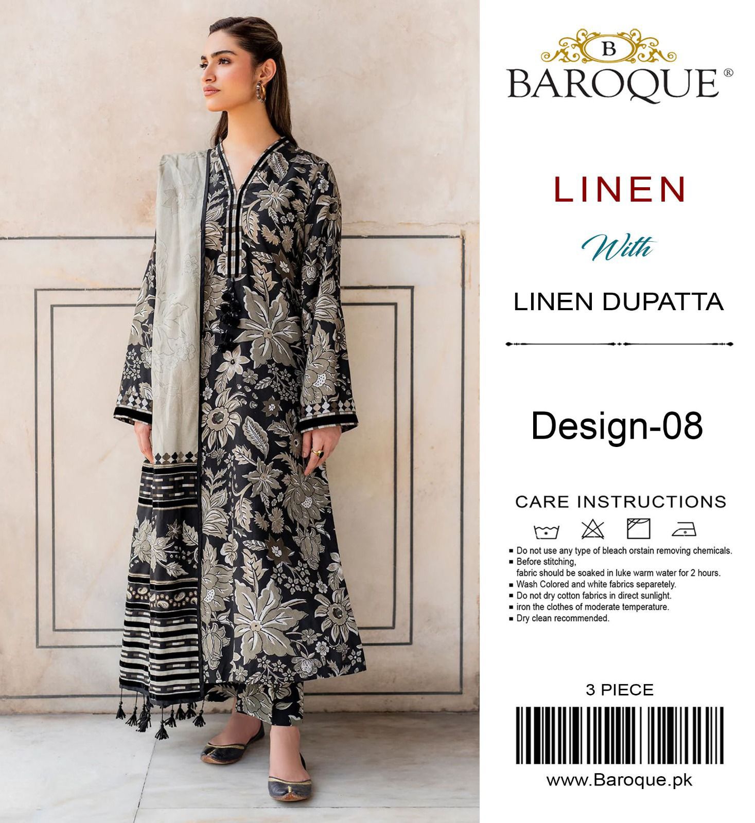 Baroque Digital Printed Linen-3PC