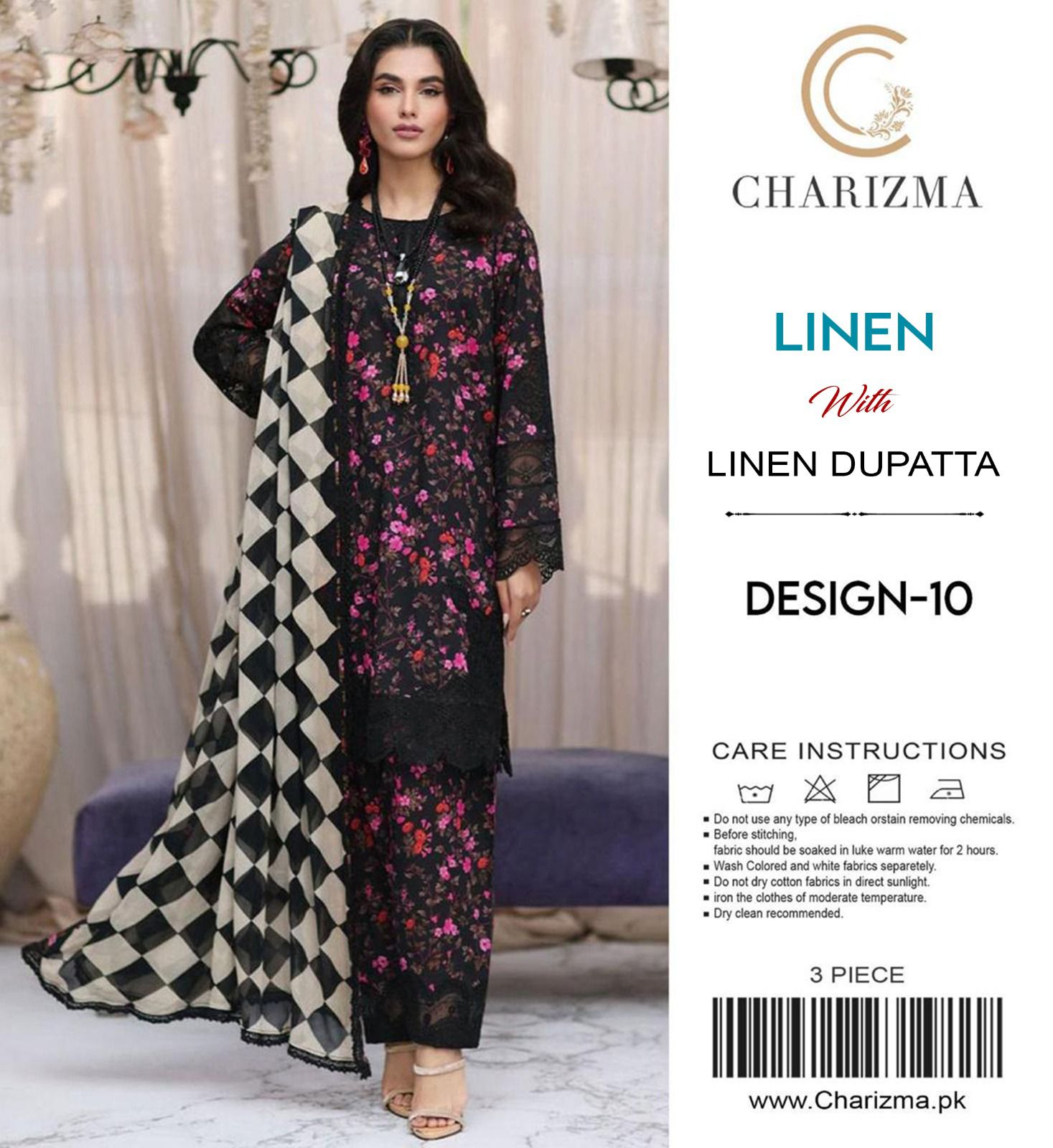 Charizma Digital Printed Linen-3PC