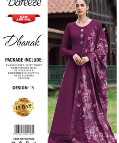 bareeze embroidered dhanak suit
