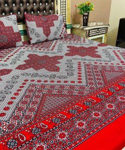 King Size 3D Crystal Cotton Bedsheet 3-Piece