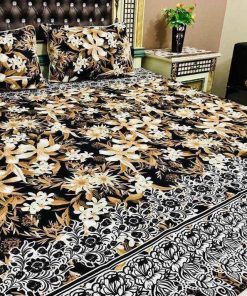 King Size 3D Crystal Cotton Bedsheet 3-Piece