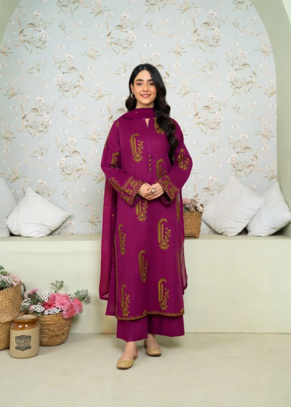 Unstitched Embroidered Lawn 3 Piece Suit