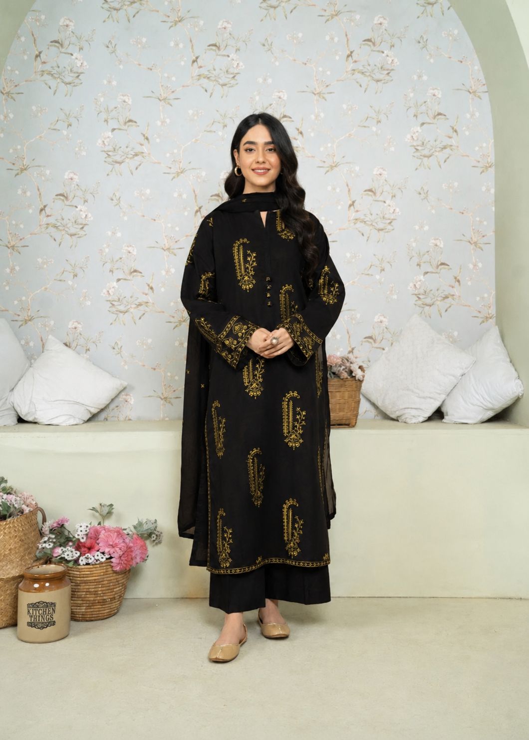 Unstitched Embroidered Lawn 3 Piece Suit