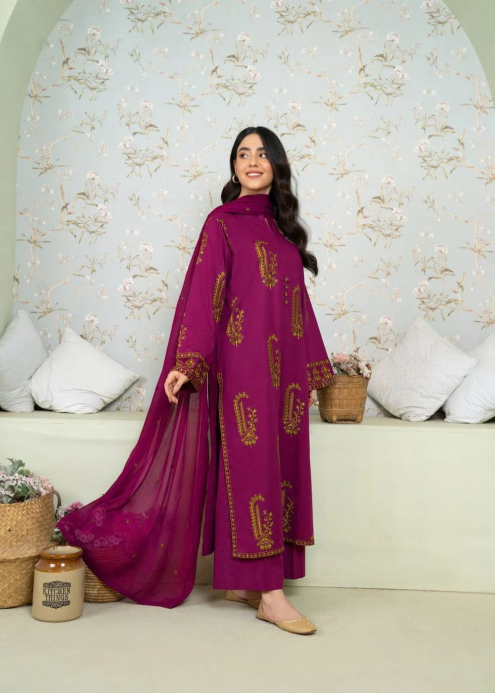 Unstitched Embroidered Lawn 3 Piece Suit - Image 2