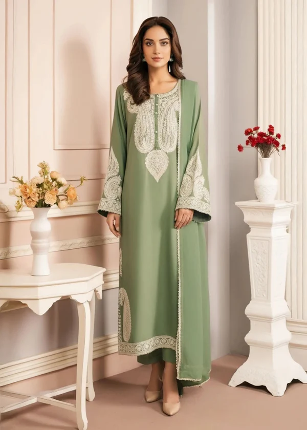 Unstitched Embroidered Lawn 3 Piece Suit