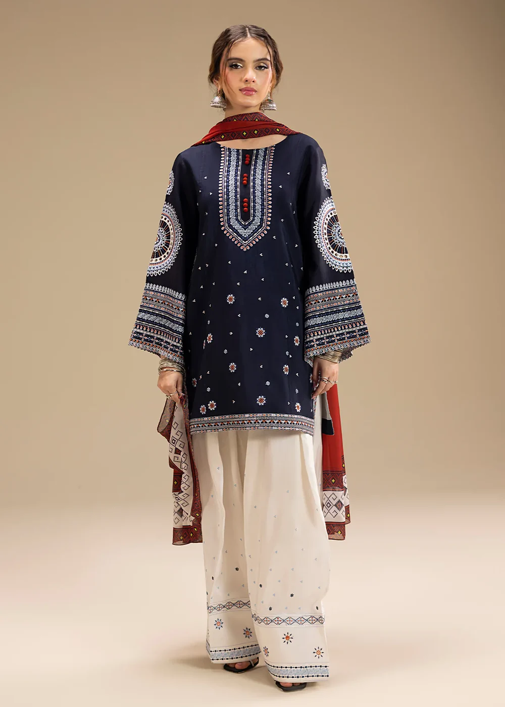 Unstitched Embroidered Lawn 3 Piece Suit