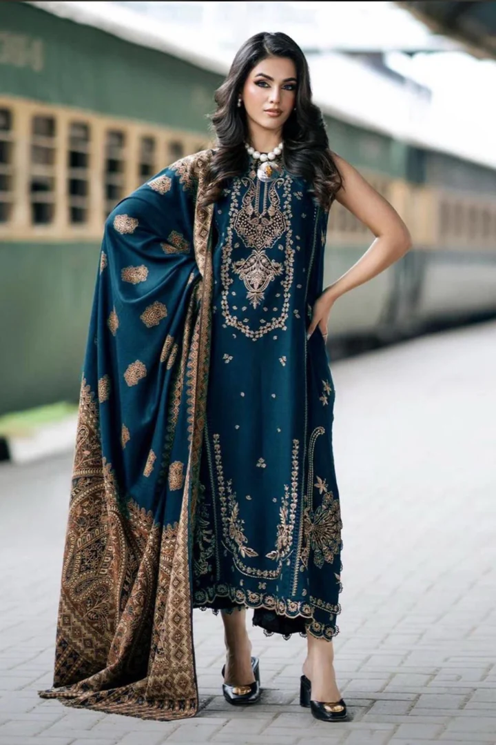 Unstitched Embroidered Lawn 3 Piece Suit