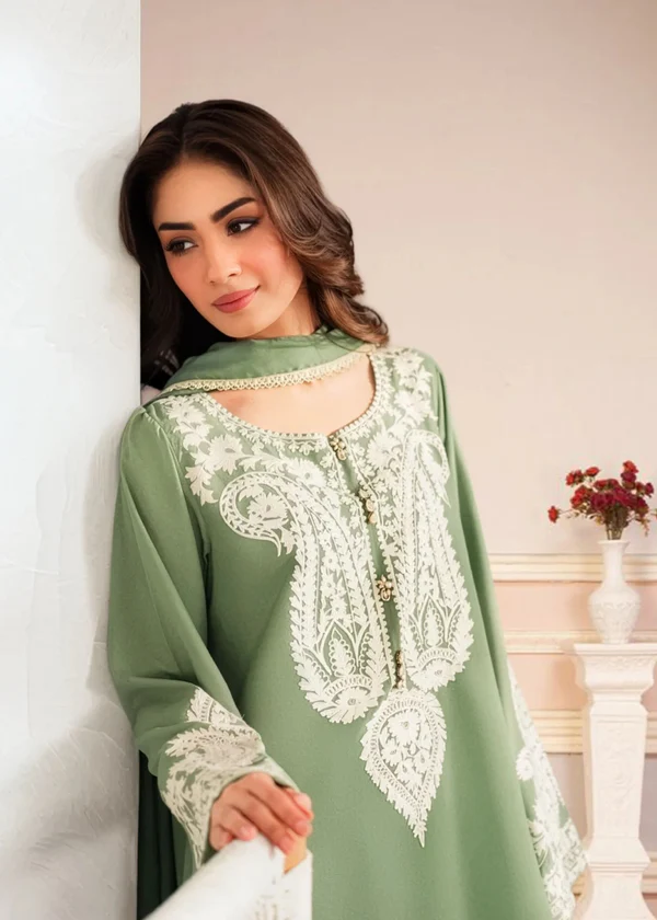 Unstitched Embroidered Lawn 3 Piece Suit - Image 3