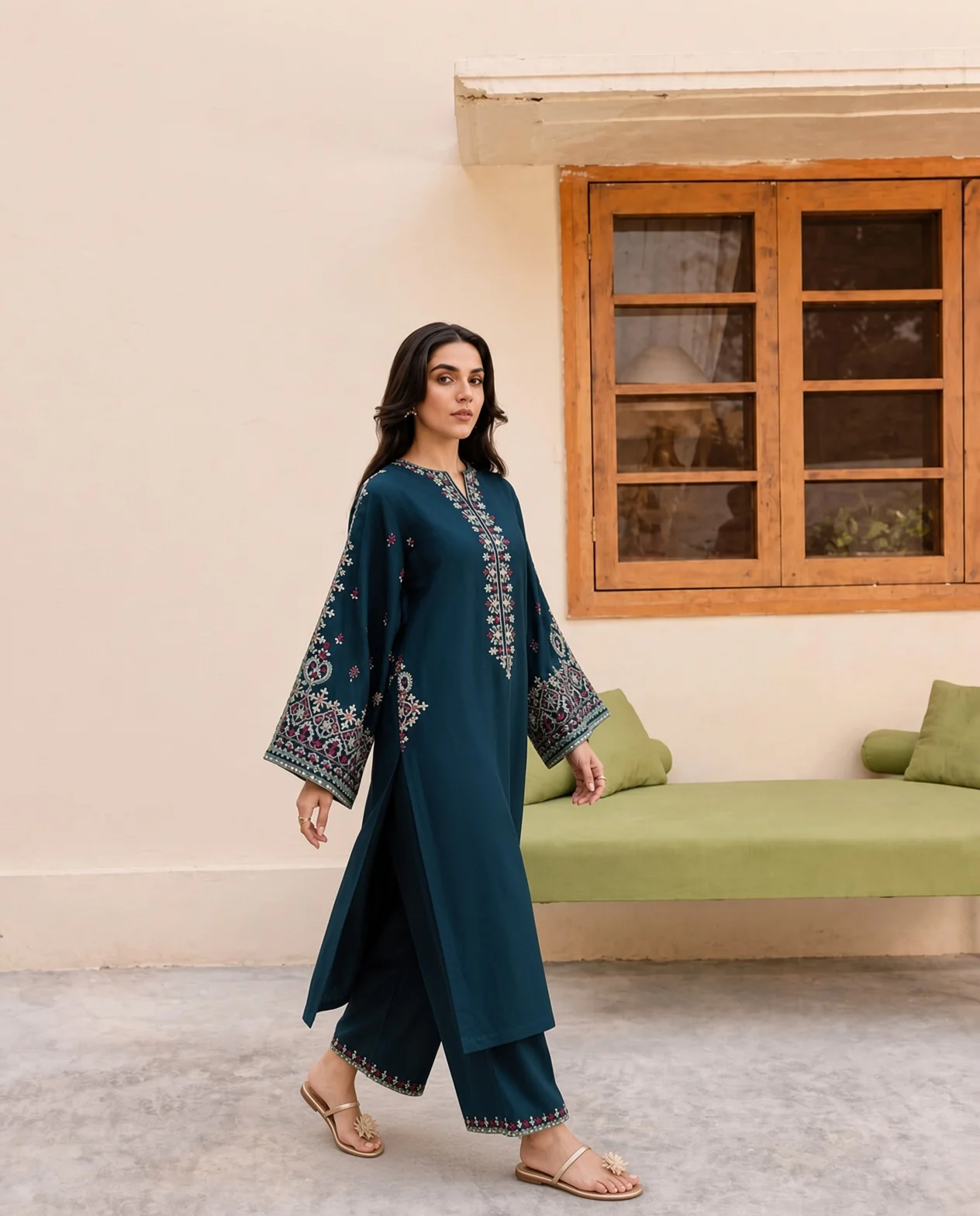 Unstitched Embroidered Dhanak - 2 PC - Image 2