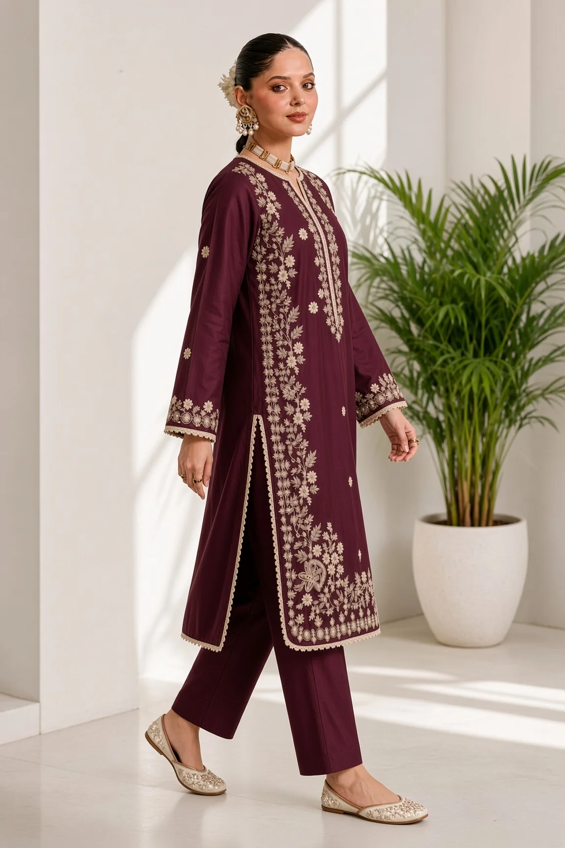 Unstitched Embroidered Dhanak - 2 PC - Image 2