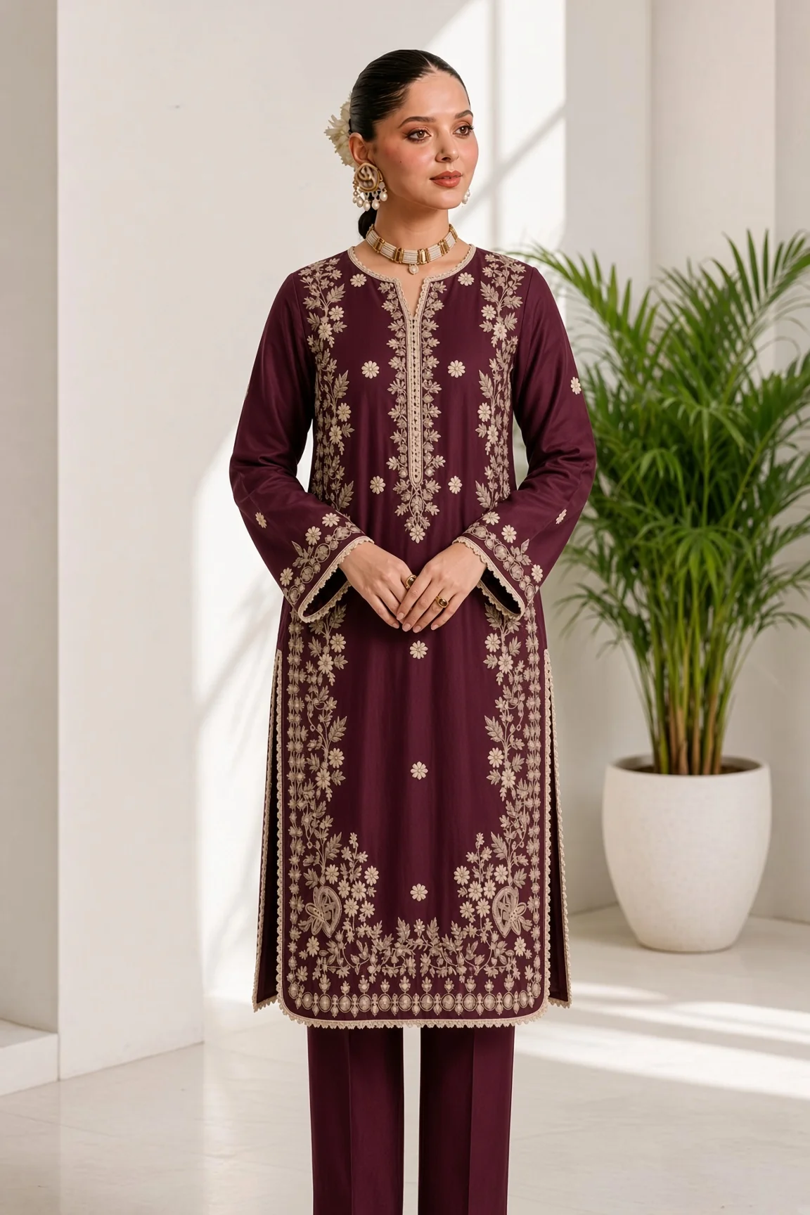 Unstitched Embroidered Dhanak - 2 PC
