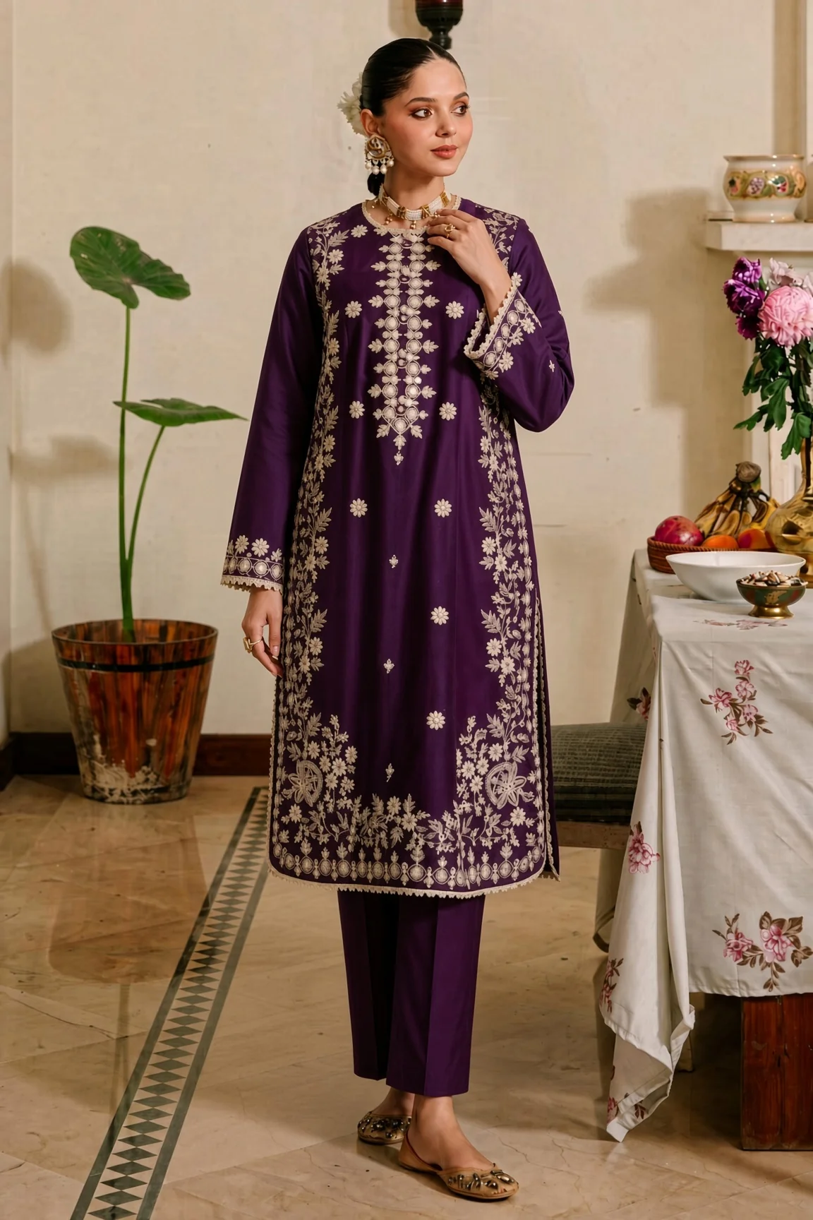 Unstitched Embroidered Dhanak - 2 PC - Image 2