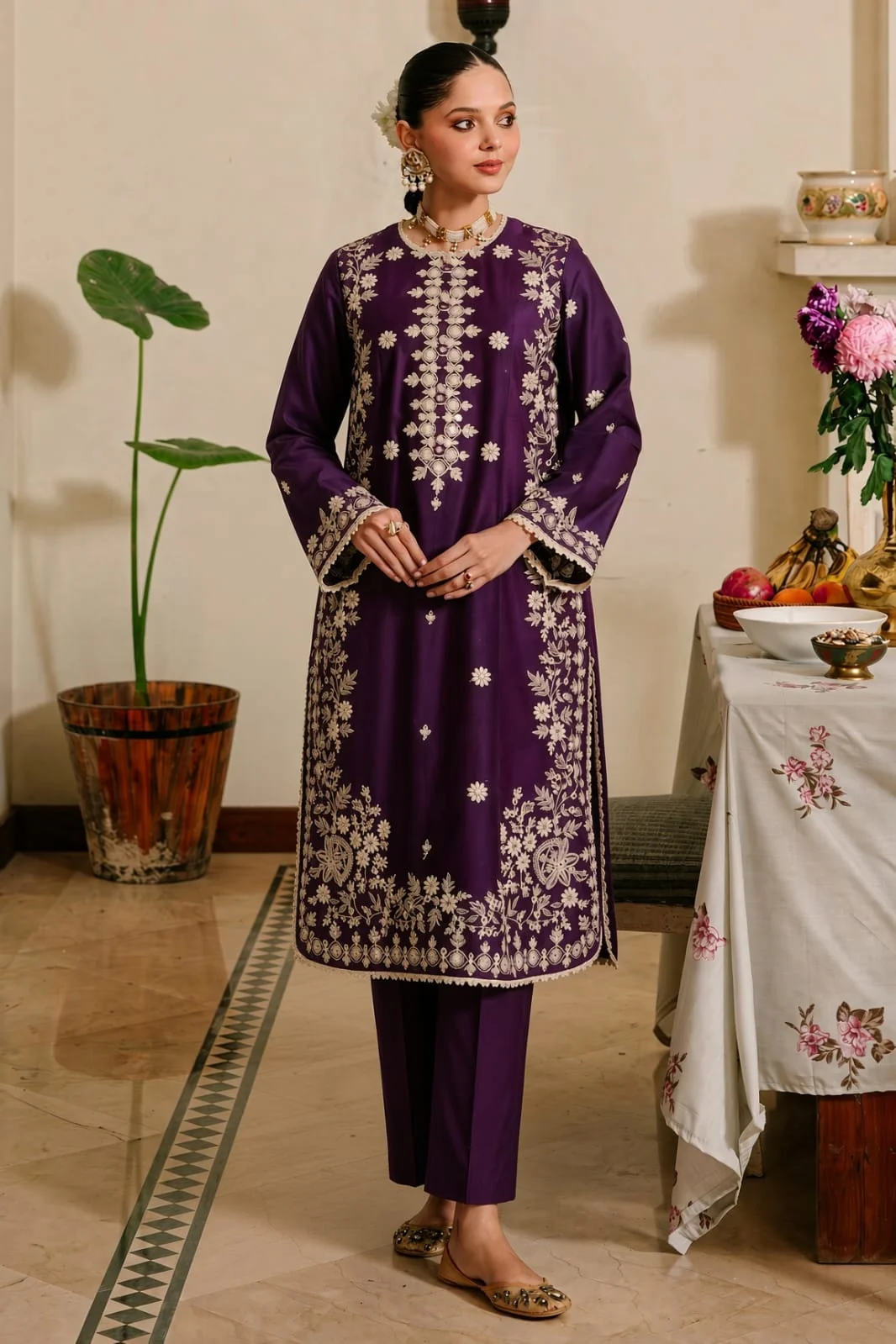 Unstitched Embroidered Dhanak - 2 PC